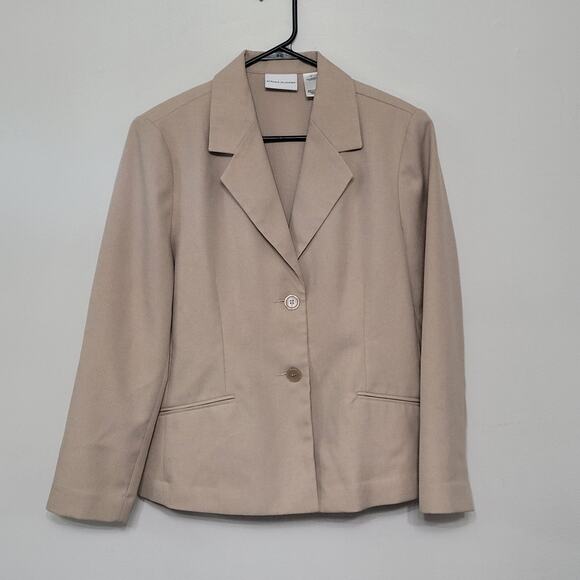 Alfred Dunner Women’s Blazer Size 12 Tan Classic 2-Button Jacket - Picture 1 of 5